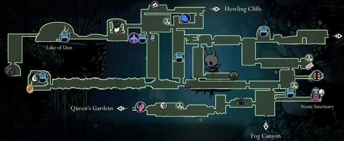 Кристальный пик hollow knight карта где